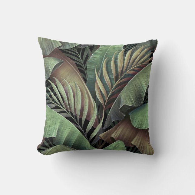 Coussin Feuilles de palmiers tropicaux, illustration 3D de (Recto)