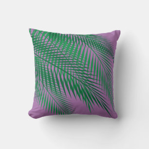 Coussin Feuilles de palmiers tropicaux sur violet