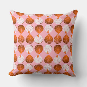 Coussin Feuilles de tête de poisson Brown orange blanc ros