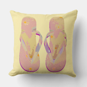 Coussin Feuilles de tongs Sandales Jaune rose violet