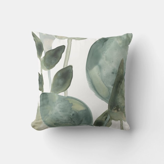 Coussin Feuilles d'eau - Aquarelle (Recto)