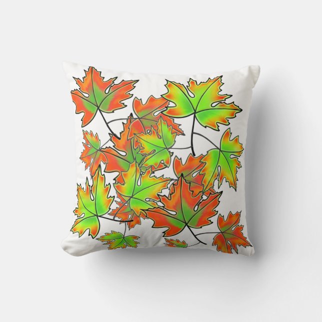 Coussin Feuilles d'érable multicolores (Recto)