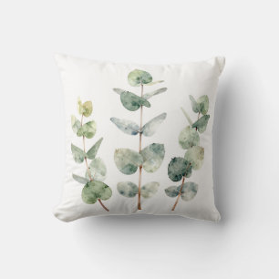 Coussin Feuilles d'eucalyptus botanique à l'aquarelle
