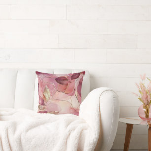 Coussin Feuilles d'or rose