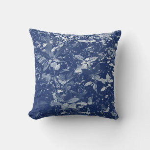 Coussin Feuilles éclairés - Effet Cyanotype