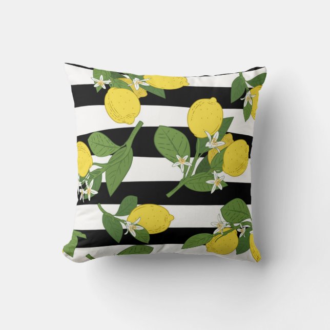 Coussin Feuilles et citrons colorés (Recto)