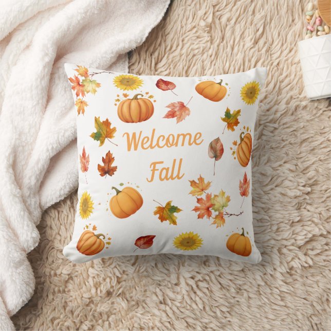 Coussin Feuilles et Citrouilles d'aquarelle (Couverture)