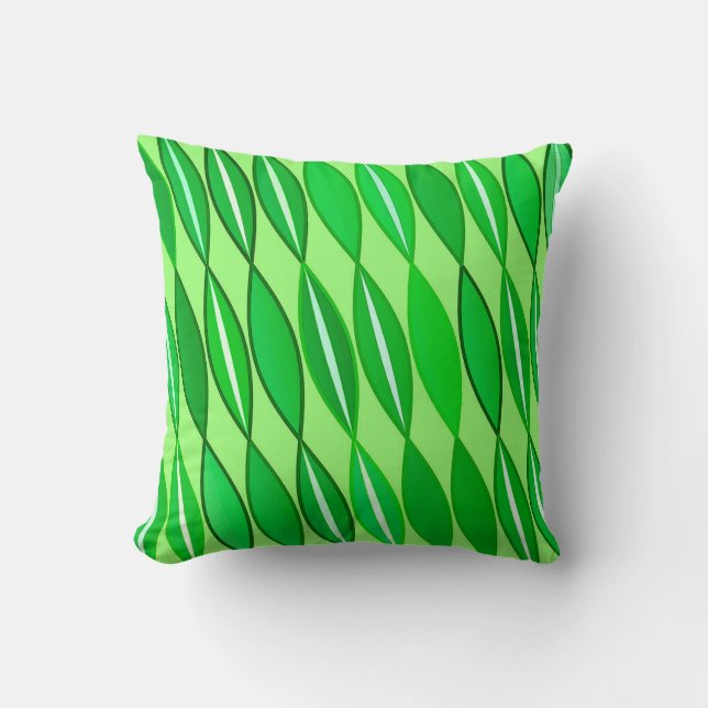 Coussin Feuilles modernes du milieu du siècle, chaux et ve (Recto)