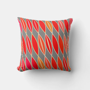 Coussin Feuilles modernes du milieu du siècle, Coral Orang