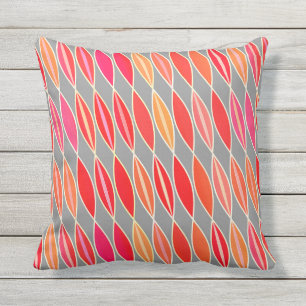 Coussin Feuilles modernes du milieu du siècle, Coral Orang