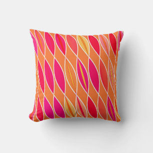 Coussin Feuilles modernes du milieu du siècle, Fuchsia ros