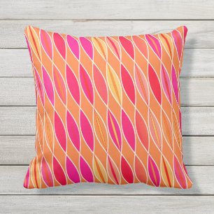 Coussin Feuilles modernes du milieu du siècle, rose de Fuc