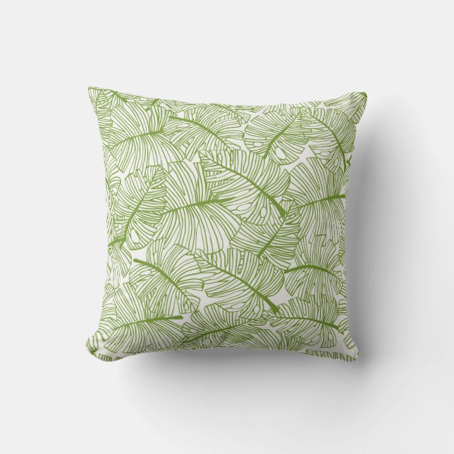 Coussin Feuilles Monstera, design floral sans soudure. (Recto)