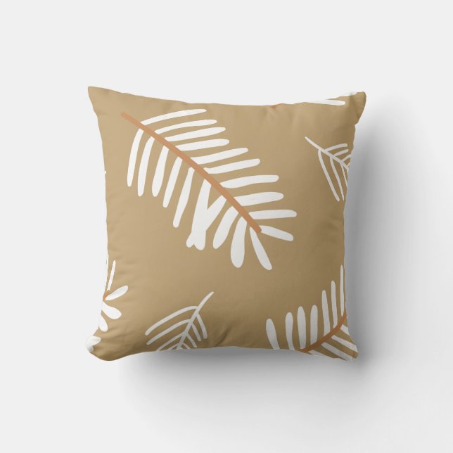Coussin Feuilles Motifs Brown doux (Recto)