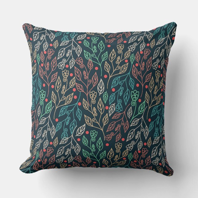 Coussin Feuilles multicolores foncés (Recto)
