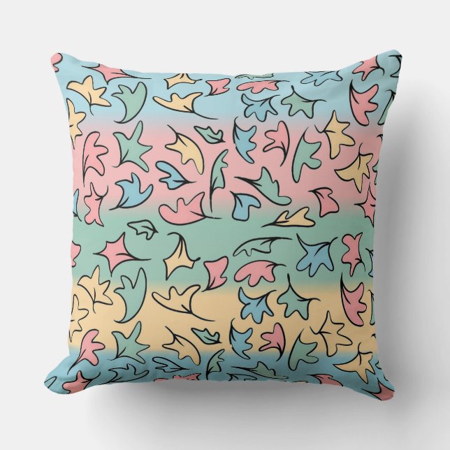 Coussin Feuilles pastel colorées (Recto)