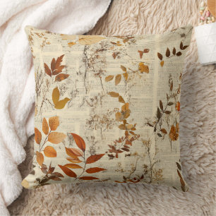 Coussin Feuilles Rustiques Brun Doré - Texture Automnale V