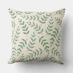 Coussin Feuilles tropicales élégantes sur beige champagne 