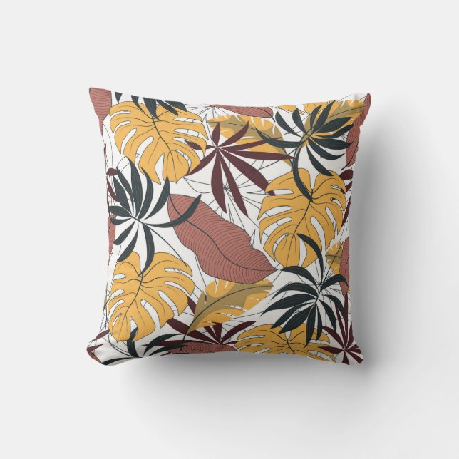 Coussin Feuilles tropicaux : arrière - plan dynamique et t (Recto)