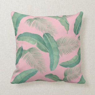Coussin Feuilles tropicaux Botanique Imprimer rose Vert é