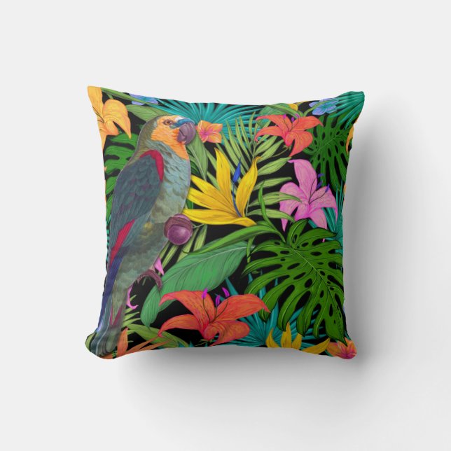 Coussin Feuilles tropicaux du perroquet  (Recto)