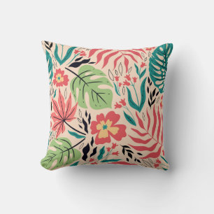 Coussin Feuilles tropicaux et fleurs : Fusion Vintage