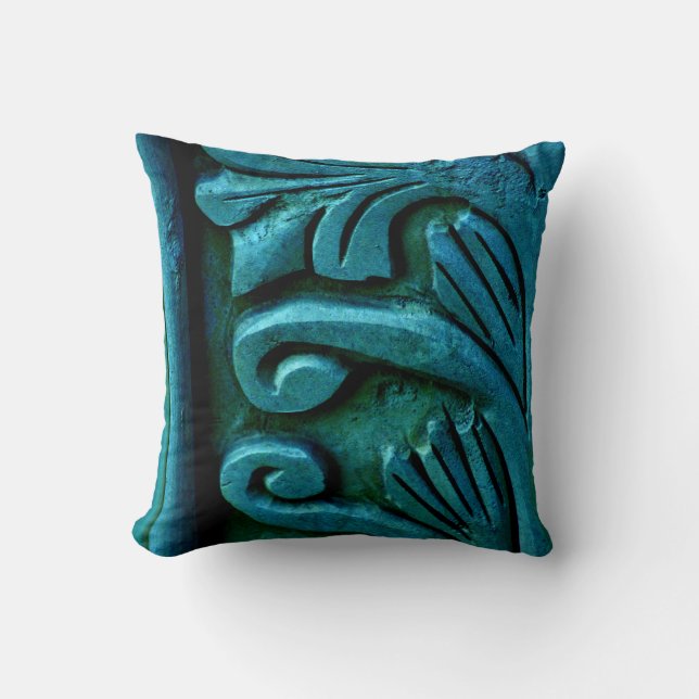 Coussin Feuilles Turquoises (Recto)