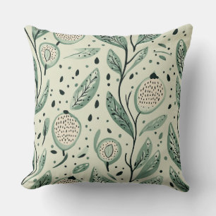 Coussin Feuilles Vertes Botanique Fantaisiste Verdure