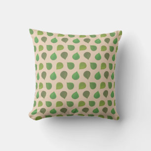 Coussin Feuilles Vertes de l'Arbre de Jade sur Fond Beige