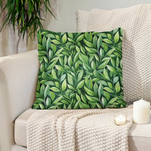 Coussin Feuilles Vertes Élégantes Uniques Modernes