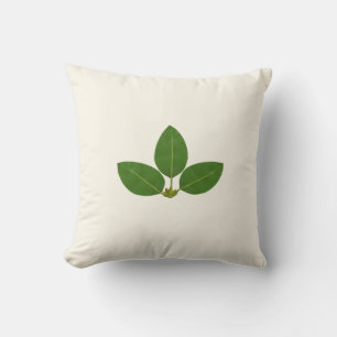 Coussin Feuilles verts modernes sur l'ivoire