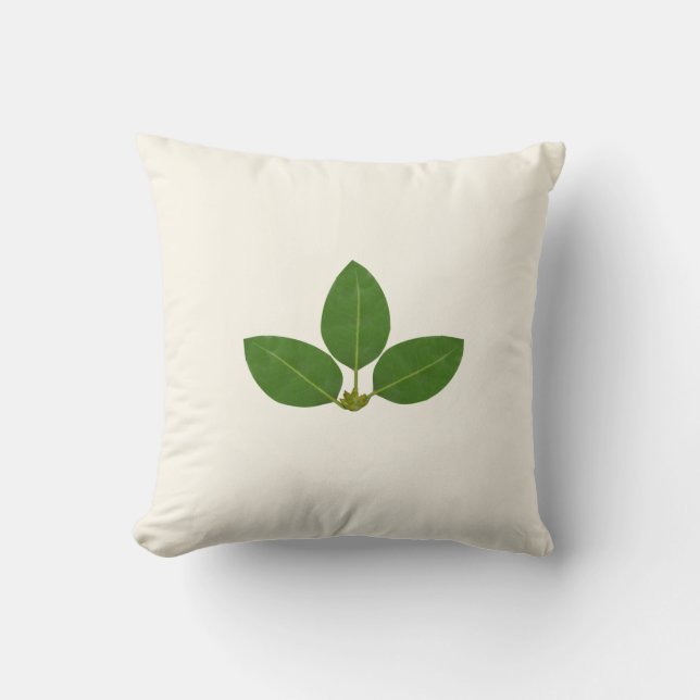Coussin Feuilles verts modernes sur l'ivoire (Recto)