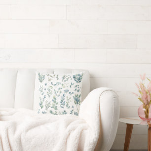 Coussin feuilles vintages et fleurs