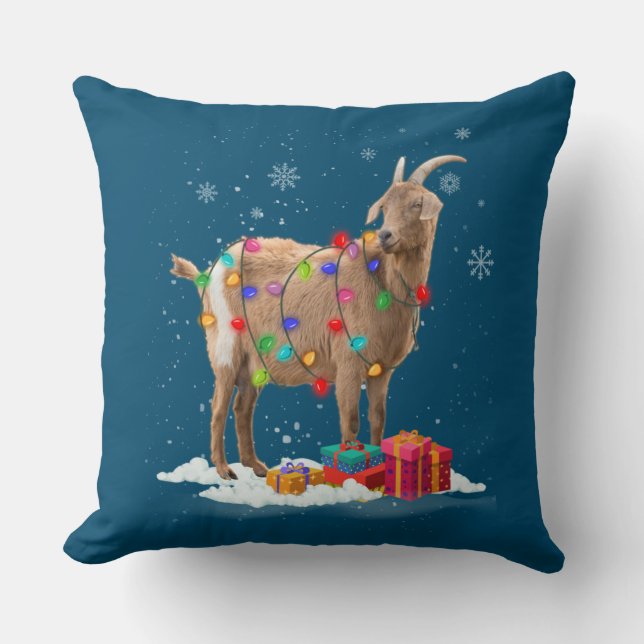 Coussin Feux de Noël Chèvre fête Noël pour aller (Recto)