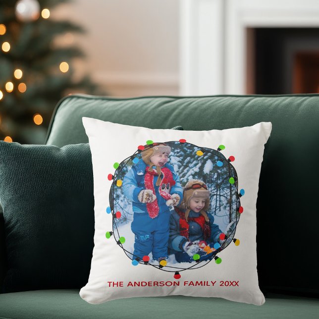Coussin Feux de Noël Famille Photo Cute Custom Keepsaké (Créateur téléchargé)