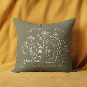 Coussin Fier Maman Diplôme Fleur sauvage en fleurs Moderne