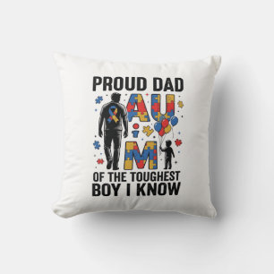 Coussin Fier papa Autisme Garçon le plus dur Design vector