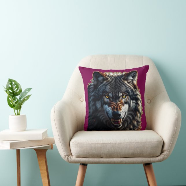 Coussin Fierce Wolf – Symbol of Strength and Freedom (Chaise)