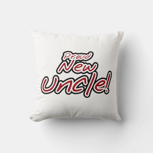 Coussin Fiers nouveaux cadeaux d'oncle rouge et noir (Recto)
