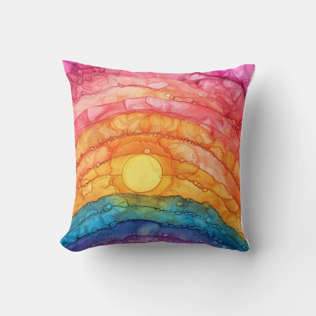 Coussin Fierté Abstraite arc-en-ciel (Recto)