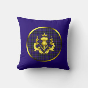 Coussin Fierté de Tartan écossais avec Golden Thistle Blue