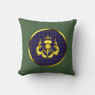 Coussin Fierté de Tartan écossais avec Golden Thistle Gree