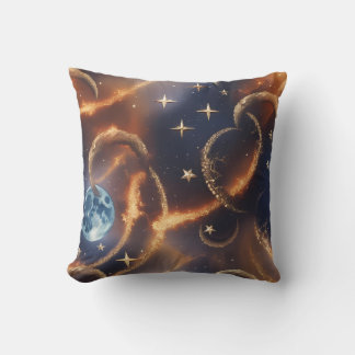 Coussin Fiery Orange Celestial Moon Pillow