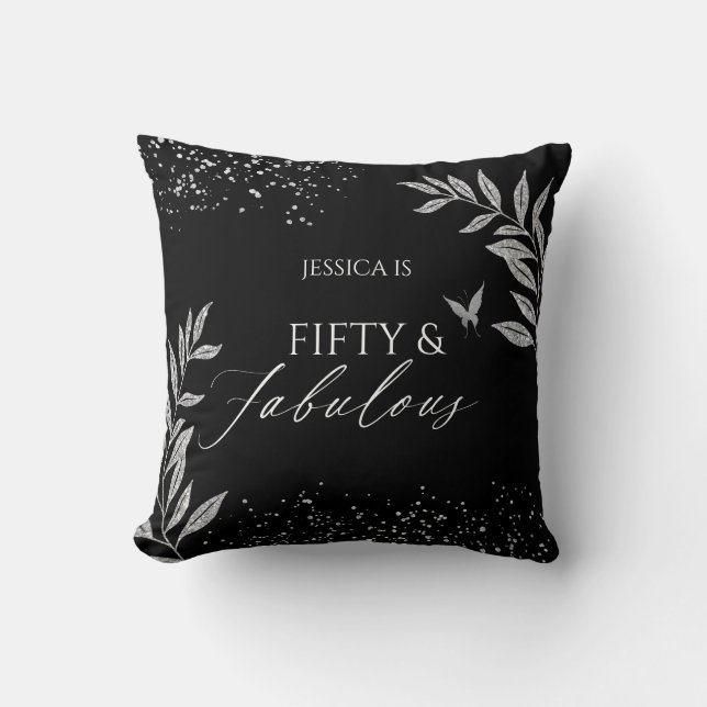 Coussin Fifty & Fabulous Black Glam 50th bithday (Recto)