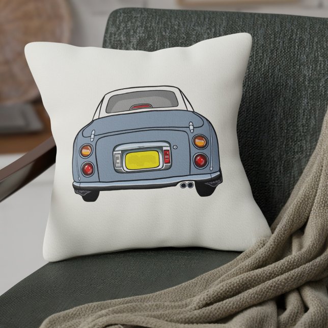 Coussin Figarations Jote Lapis Gris Figaro Crème voiture (A cute Lapis Grey Figaro Car on a cream pillow that's double sided so you can flip it as you like.)