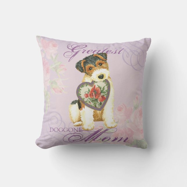 Coussin Fil Fox Terrier Coeur maman (Recto)