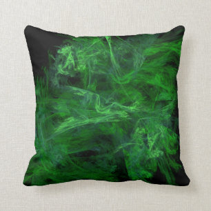 Coussin Filaments brouillés verts abstraits