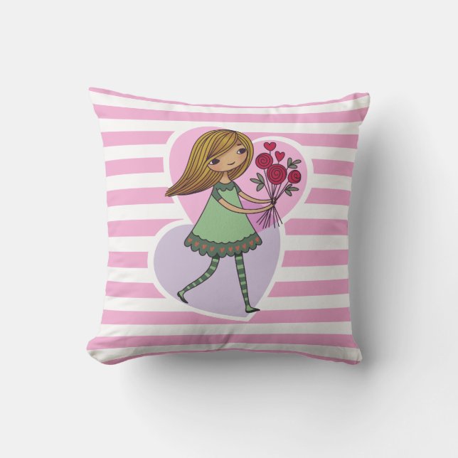 Coussin Fille aux fleurs (Recto)