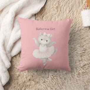 Coussin Fille Ballerine Chat Gris