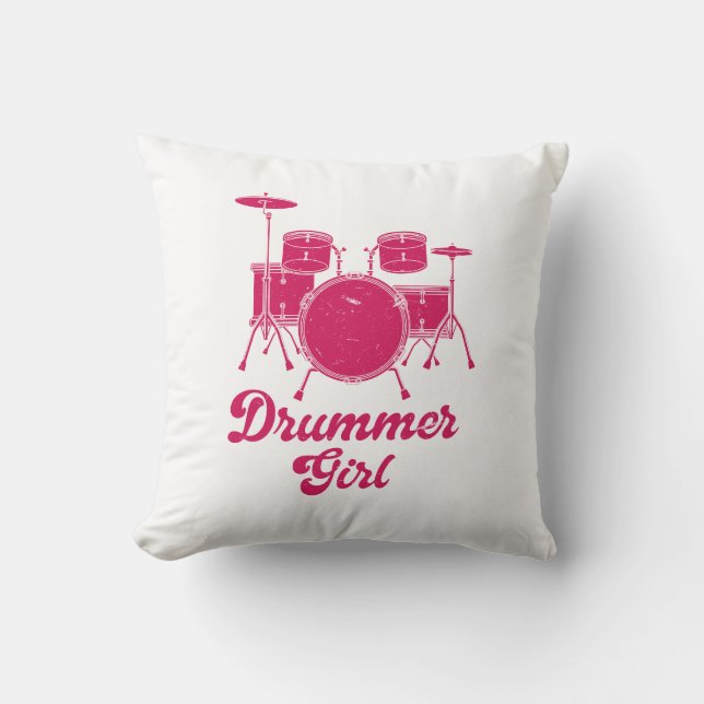 Coussin Fille batteur | Drums Drummer Cadeau (Recto)